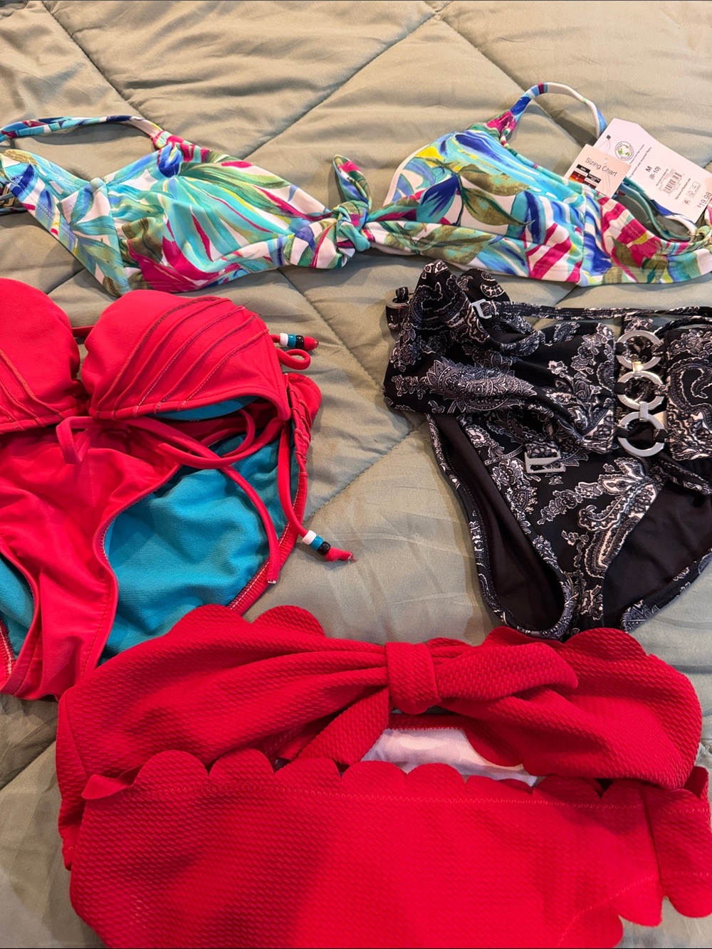 Lot of Women Swim Bikini Sets - Red, Turquoise & Multicolor Pieces